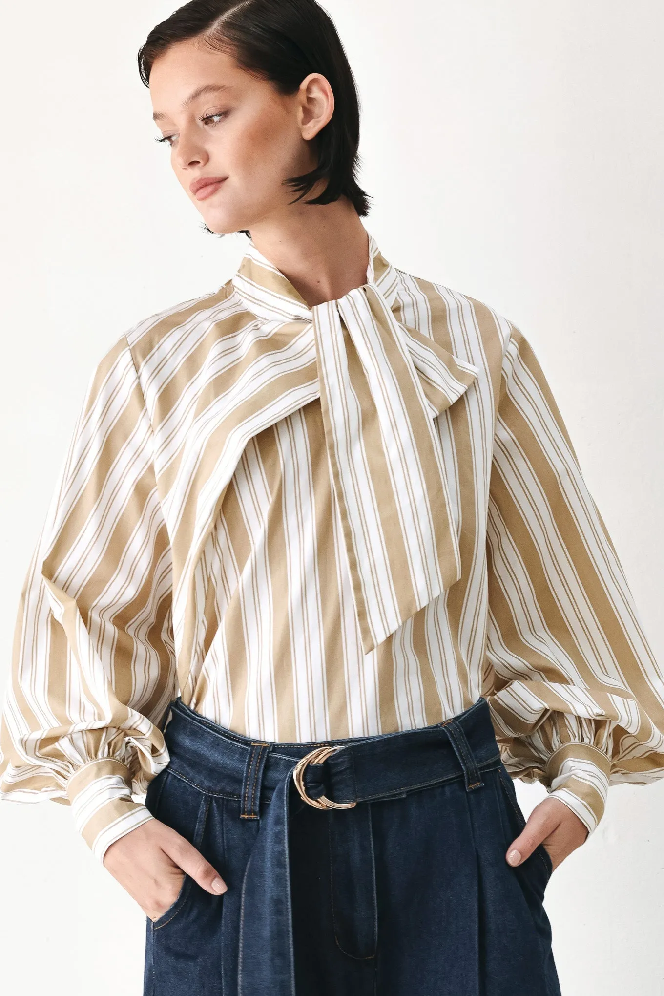 Champagne Stripe Muse Woven Top sold by Zulily product image thumbnail 4