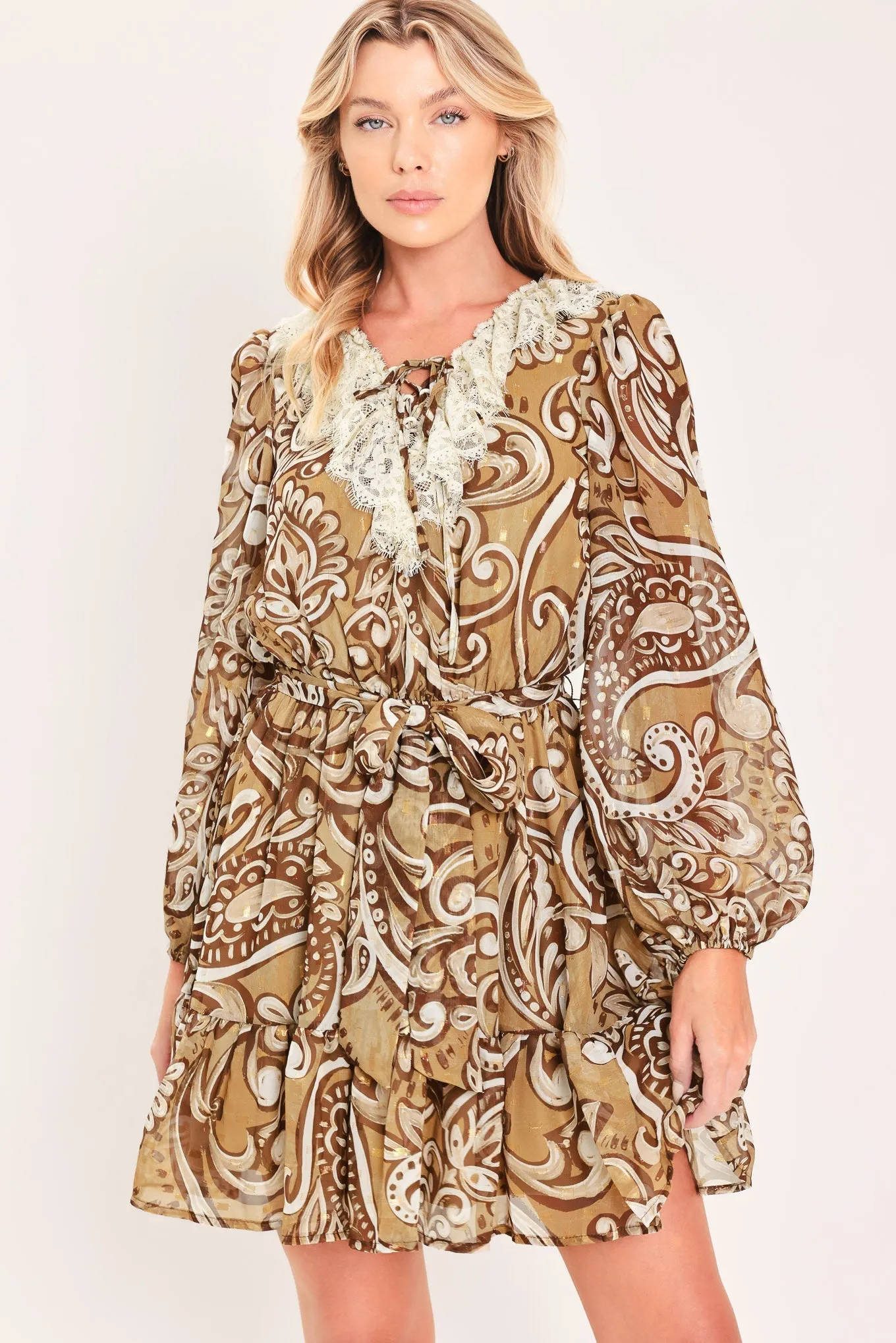Hazelnut Lace Story Woven Mini Dress sold by Zulily product image thumbnail 4