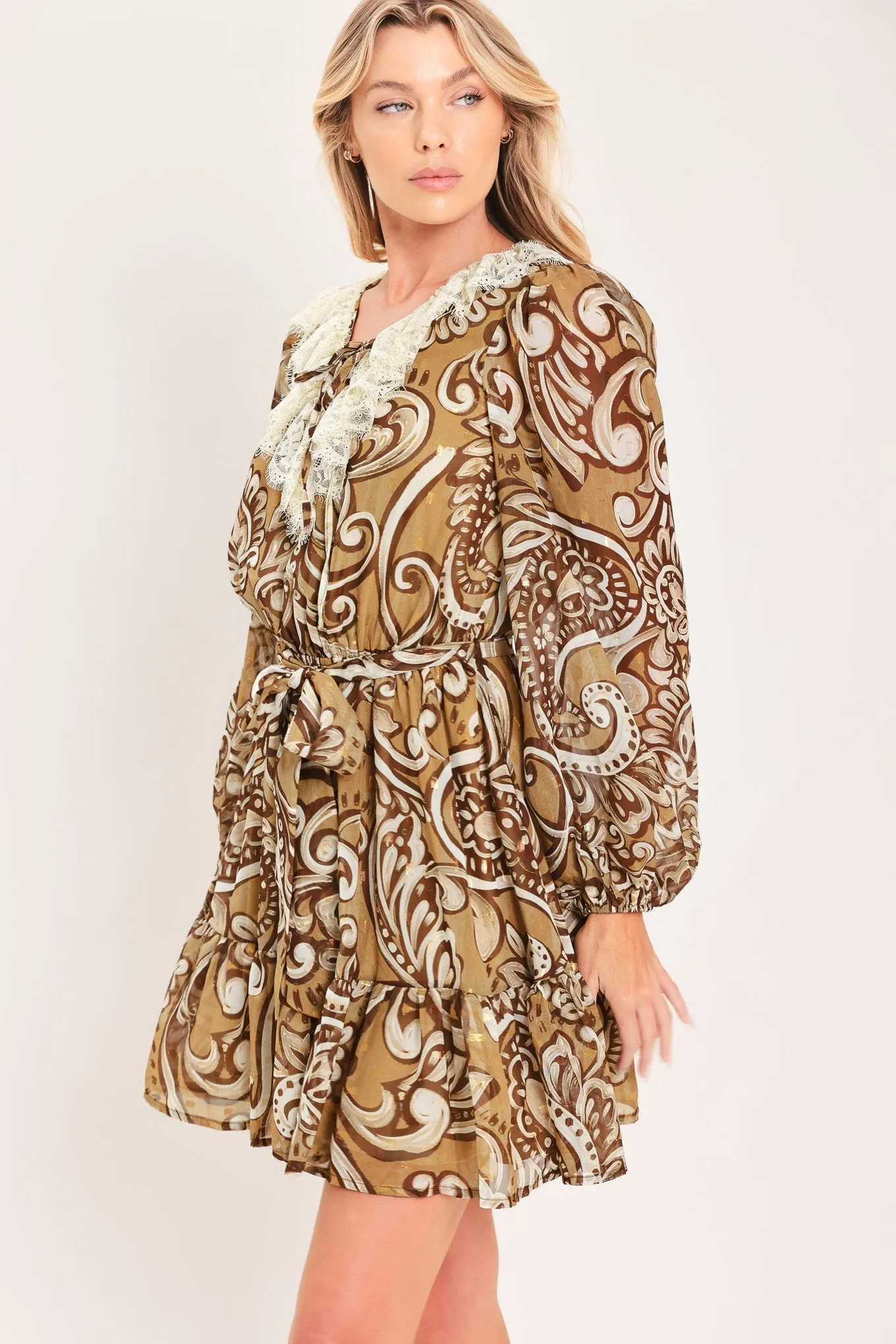 Hazelnut Lace Story Woven Mini Dress sold by Zulily product image thumbnail 5