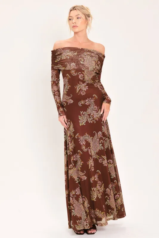 Burnt Sienna Serenade Power Mesh Maxi Maxi Dress made by Flying Tomato