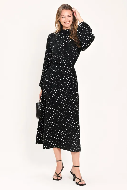 Midnight Sprinkle Waltz Woven Midi Dress made by Flying Tomato
