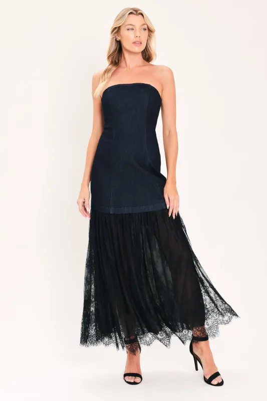 Midnight Column Muse Denim Tube Dress made by Flying Tomato