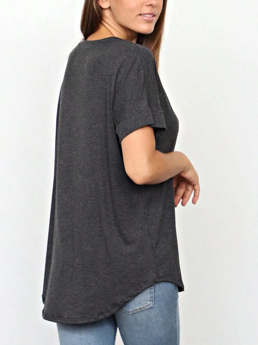 Summer Boho Retro Cool Solid Color Soft Rayon Every Day High And Low Top Shirt Blouse | Small-3 XL sold by Zulily product image thumbnail 2