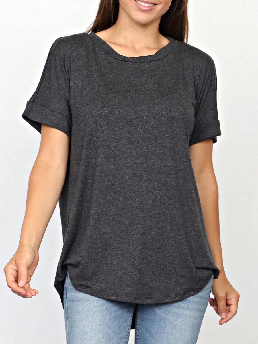 Summer Boho Retro Cool Solid Color Soft Rayon Every Day High And Low Top Shirt Blouse | Small-3 XL sold by Zulily product image thumbnail 3