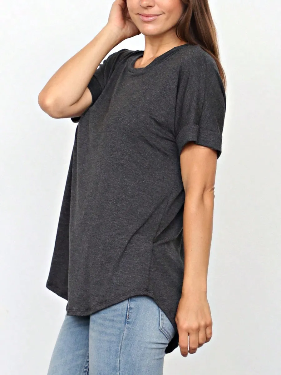 Summer Boho Retro Cool Solid Color Soft Rayon Every Day High And Low Top Shirt Blouse | Small-3 XL sold by Zulily product image thumbnail 4