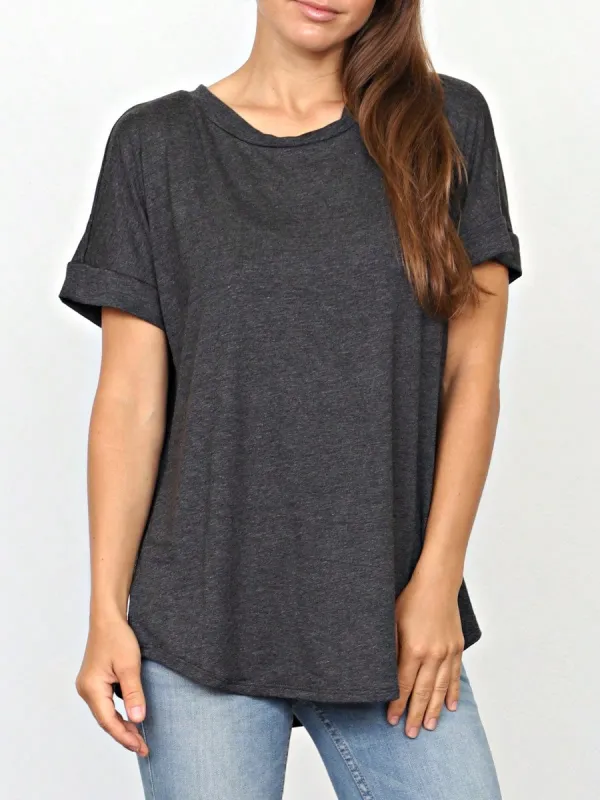 Summer Boho Retro Cool Solid Color Soft Rayon Every Day  High And Low Top Shirt Blouse | Small-3 XL made by Zulily