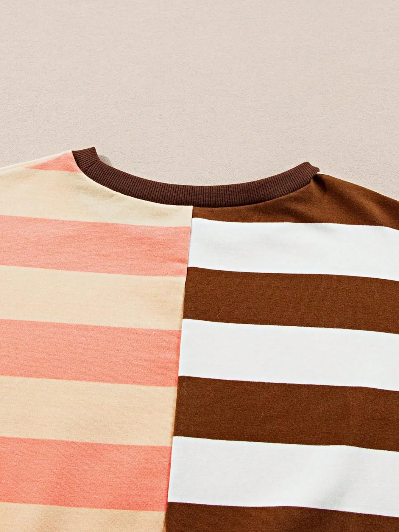 Boho Retro Vintage 90's Vibe Cotton Drop Shoulder Over Size Color Block Sleeve Stripe Sweat Shirt Top Pull Over Sweater sold by Zulily product image thumbnail 4