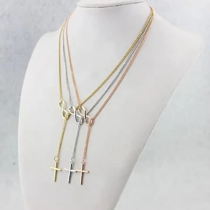 Vista Symbol of Infinity and Holy Cross with Lariat Style Chain - Gold made by Zulily