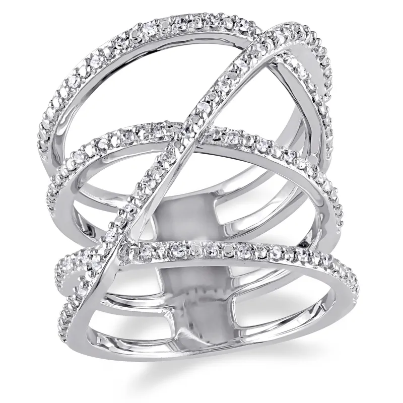Sofia B. 1/5ct TDW Diamond Crossover Ring in Sterling Silver made by Zulily