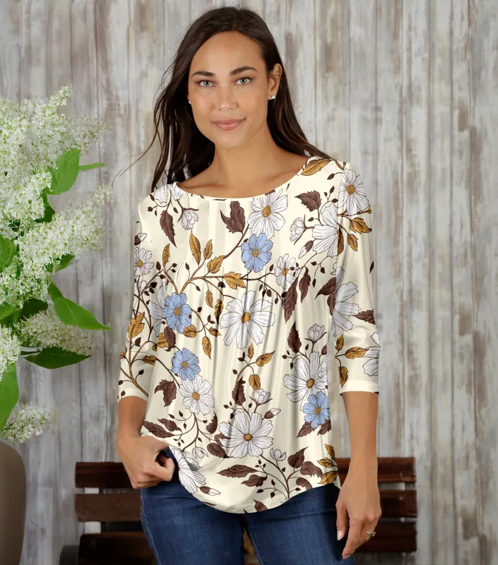 Pleated Three-Quarter Sleeve Tunic by Bon Apple Tea made by Zulily