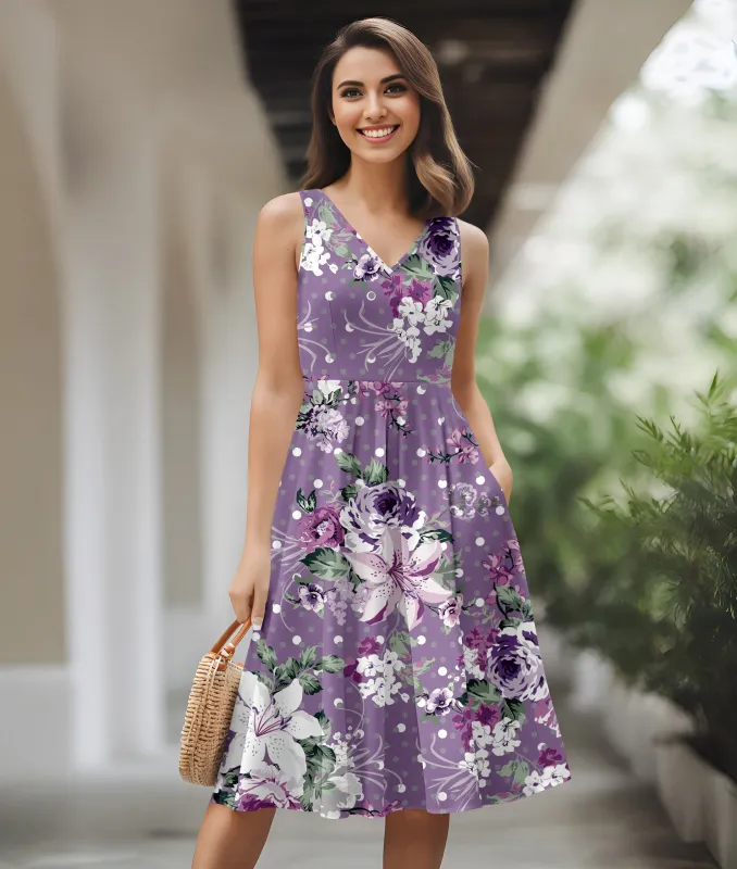 V-Neck Swing Dress with Side Pockets by Bon Apple Tea made by Zulily