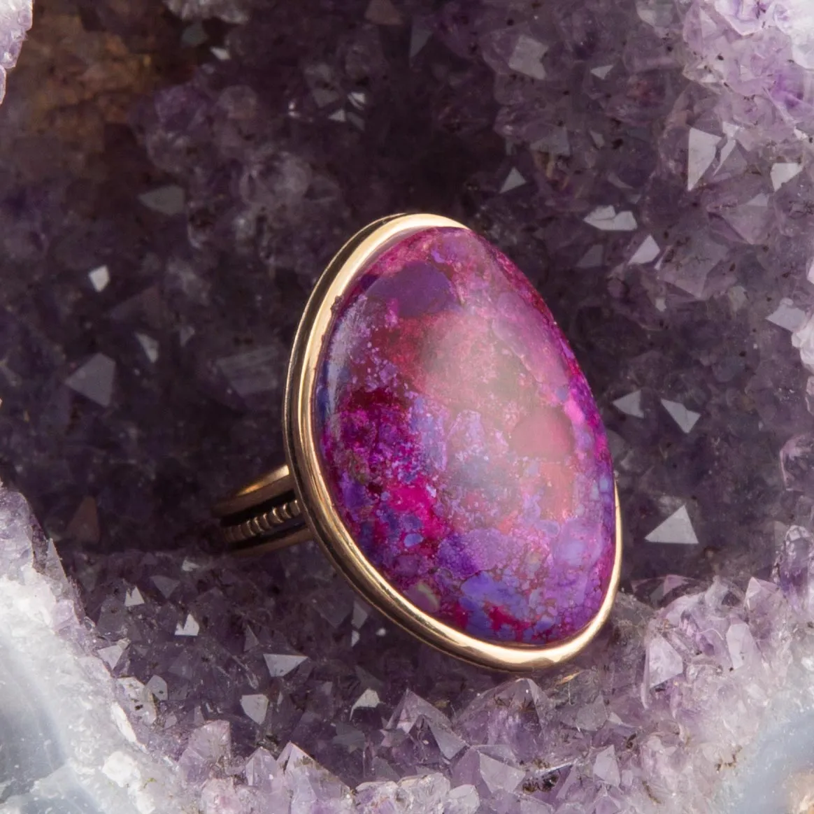 Aruba Purple Turquoise Golden Statement Ring sold by Zulily product image thumbnail 2