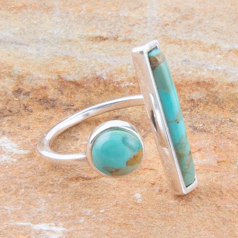 Blue Turquoise Size Adjustable Sterling Silver Ring sold by Zulily product image thumbnail 2