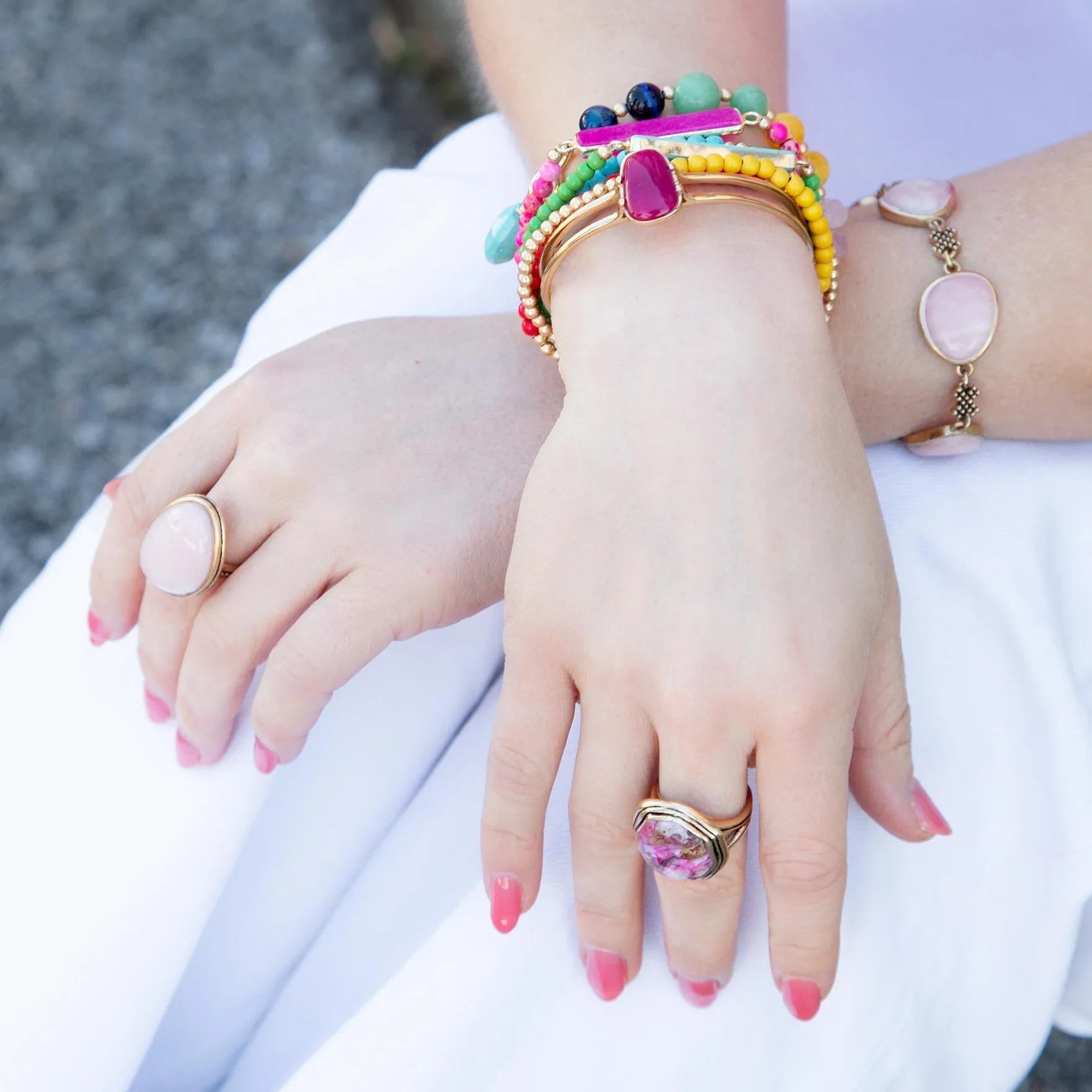 Pink Opal Golden Statement Ring sold by Zulily product image thumbnail 2