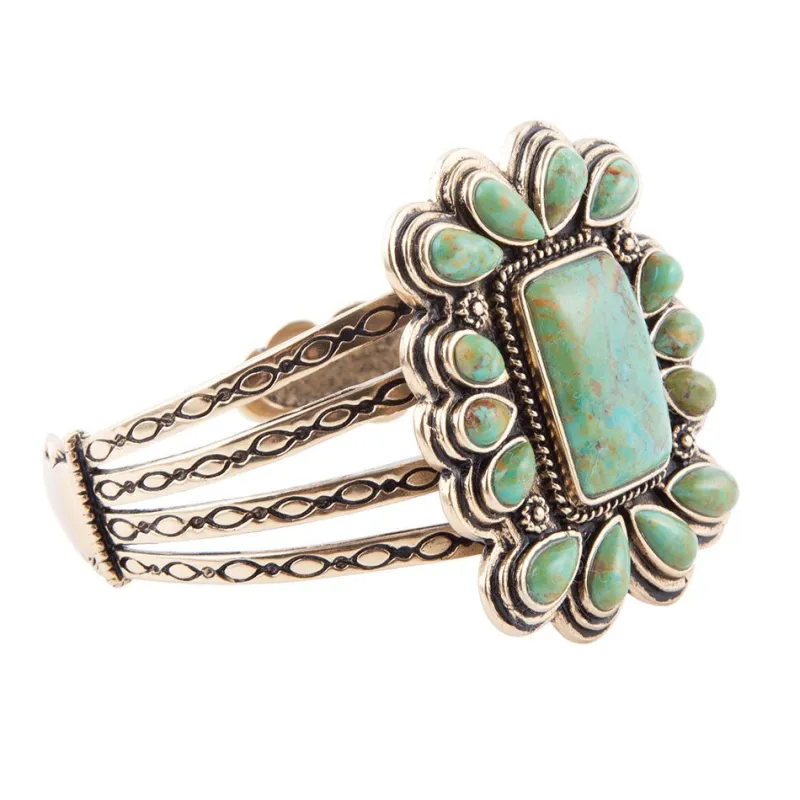 Blue Turquoise Golden Statement Cuff Bracelet made by Zulily