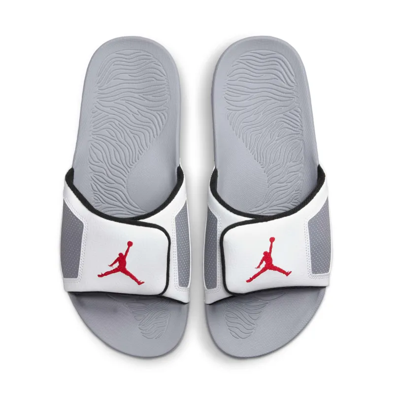 Air Jordan Men's Hydro Iii 'Summit White Cement Grey Black Fire Red' Slides made by Jordan