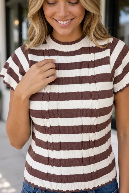 Leilani Detail Short Sleeve Sweater made by Threaded Pear