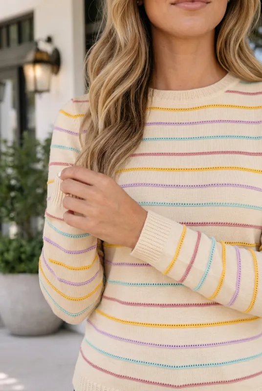 Kai Colorful Stripes Knit Sweater made by Threaded Pear