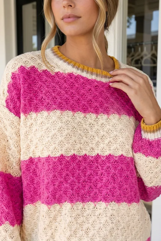 Azalea Texture Drop Shoulder Sweater made by Threaded Pear