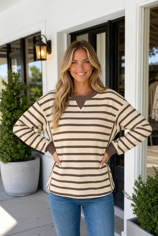 Lena Ribbed Cuff Casual Pullover made by Threaded Pear