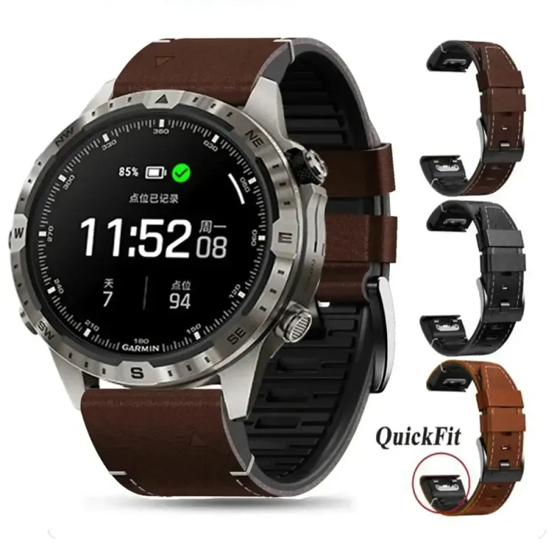 Garmin Leather Silicone QuickFit Band - Durable Stylish Strap made by Zulily