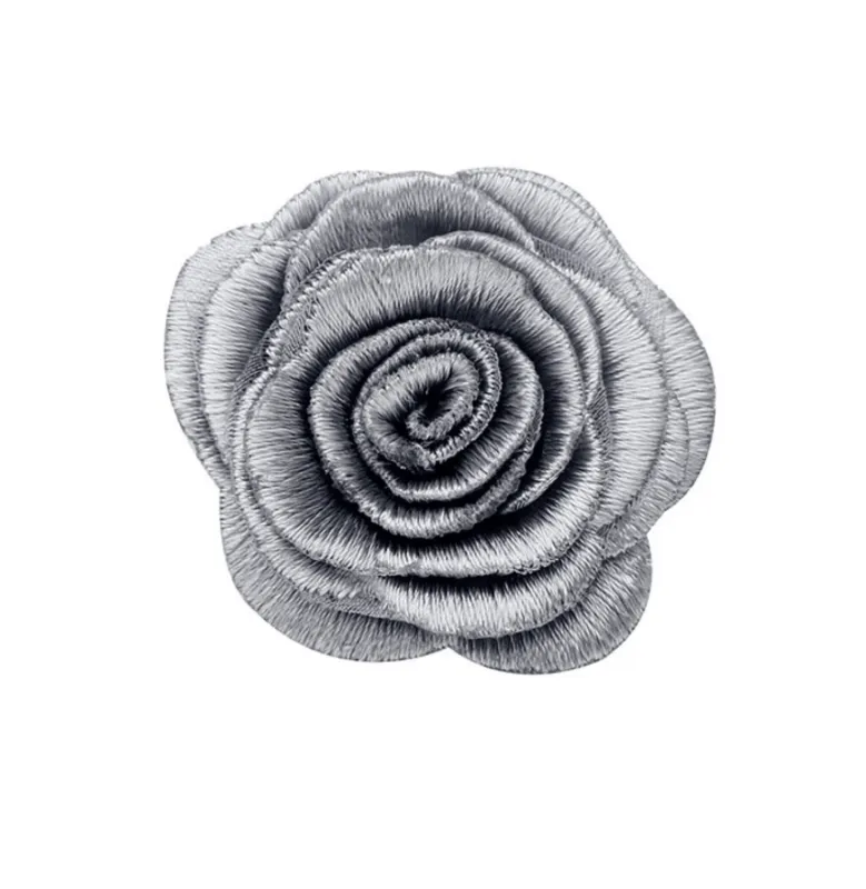 Don't AsK Stunning Fabric Rose Brooch in Grey made by Zulily