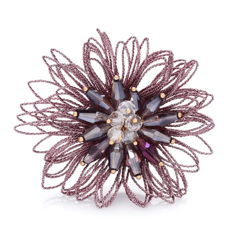 Don't AsK Clustered Crystal Flower Brooch in Plum made by Zulily
