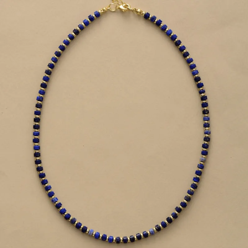 Goldtone & Blue Beaded Choker Necklace made by Zulily