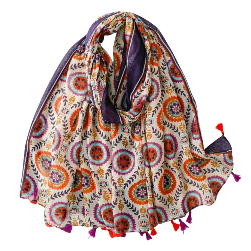 Bohemian Medallion Tassel Scarf made by Zulily