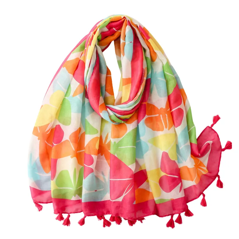 Tropical Butterfly Tassel Scarf made by Zulily