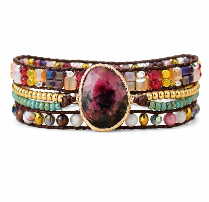 Red Jasper Multi Colored Beaded Bracelet made by Zulily