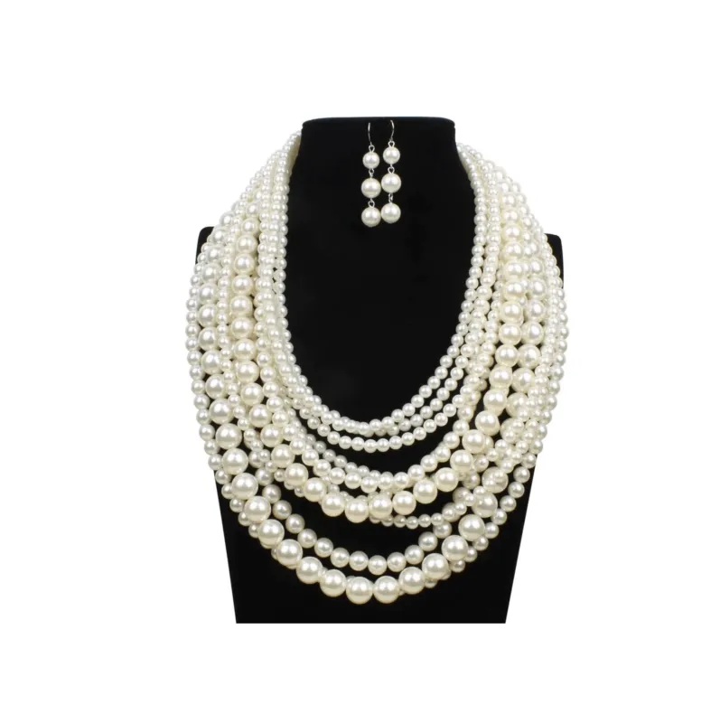 Don't AsK Imitation Pearl Graduated Necklace & Earrings Set made by Zulily