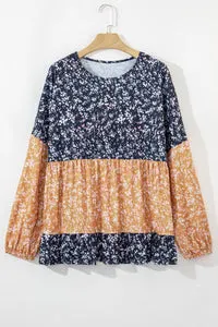 Cecilia Floral Ruffled Hem Round Neck Blouse sold by Zulily product image thumbnail 5