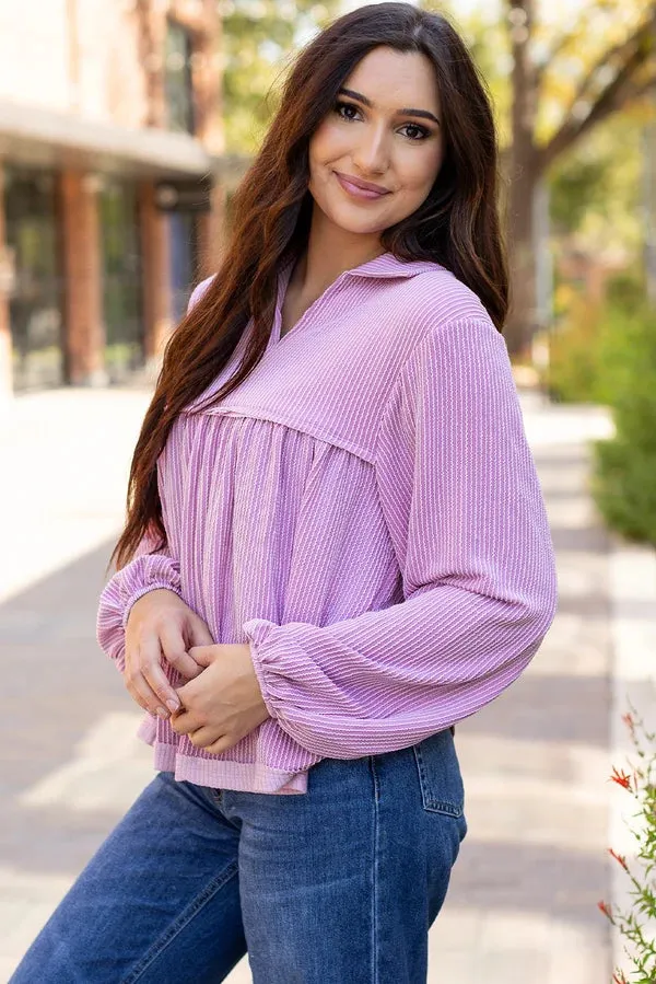 Threaded Pear Blake Corded V Neck Bubble Sleeve Blouse sold by Zulily product image thumbnail 5