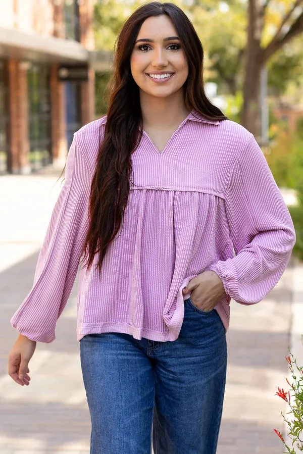 Threaded Pear Blake Corded V Neck Bubble Sleeve Blouse sold by Zulily product image thumbnail 2
