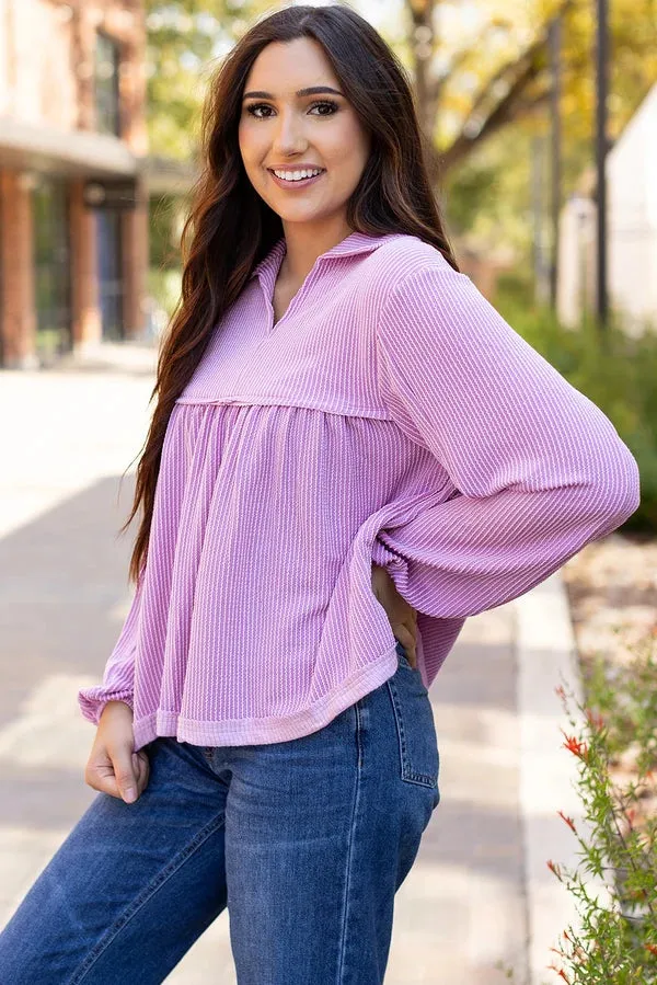 Threaded Pear Blake Corded V Neck Bubble Sleeve Blouse sold by Zulily product image thumbnail 4