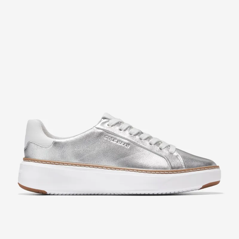 Cole Haan Women's Grandpro Topspin Sneakers Silver Talca/Optic White made by Cole Haan