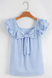 Threaded Pear Katelyn Textured Bow Knot Blouse sold by Zulily product image thumbnail 4
