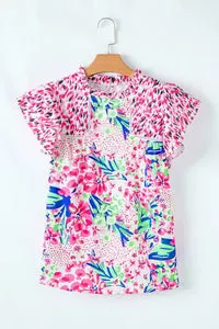 Keyla Floral Mixed Ruffle Cap Sleeve Blouse sold by Zulily product image thumbnail 3