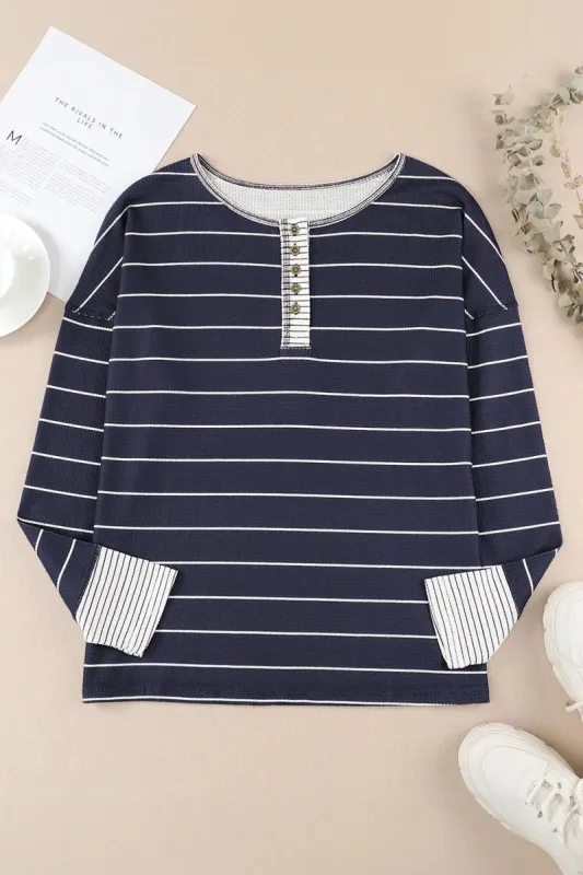 Threaded Pear Simone Henley Waffle Knit Top made by Threaded Pear