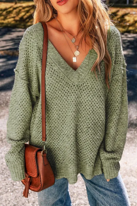 Threaded Pear Juliette Loose Eyelet Shoulder Sweater made by Threaded Pear