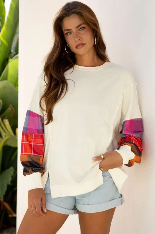 Threaded Pear Anika Seam Patchwork top Long Sleeve Top made by Threaded Pear
