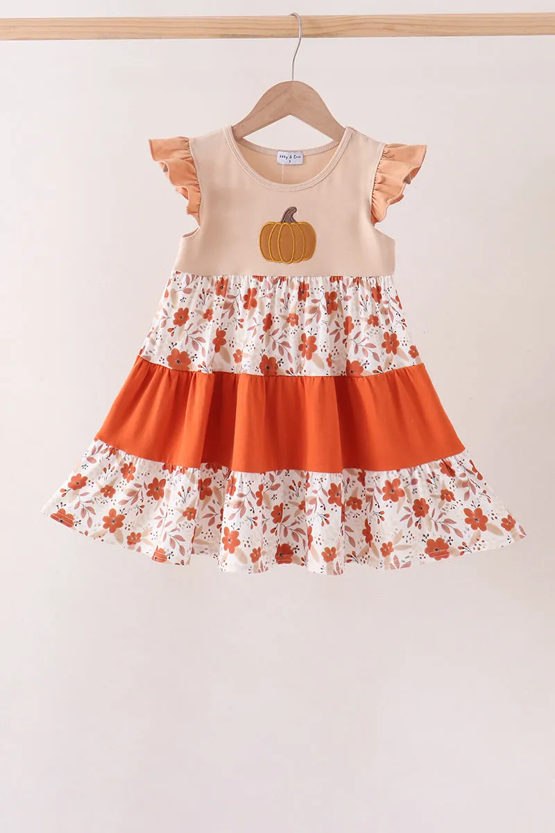 Floral Pumpkin Embroidery Ruffle Dress sold by Zulily
