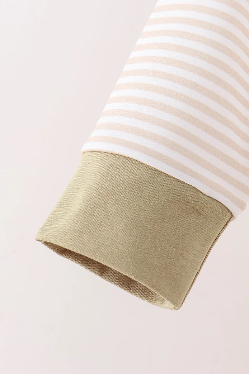 Khaki Pumpkin Embroidery Stripe Top sold by Zulily product image thumbnail 4