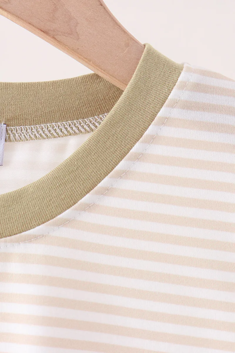 Khaki Pumpkin Embroidery Stripe Top sold by Zulily product image thumbnail 5
