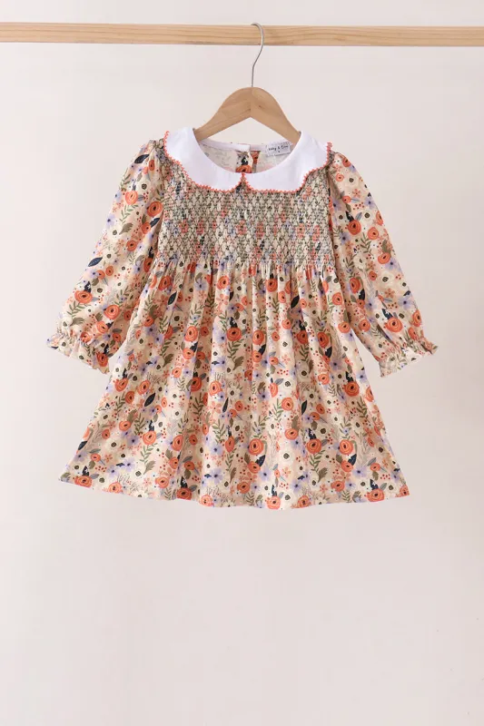 Coral Floral Smocked Dress made by Zulily
