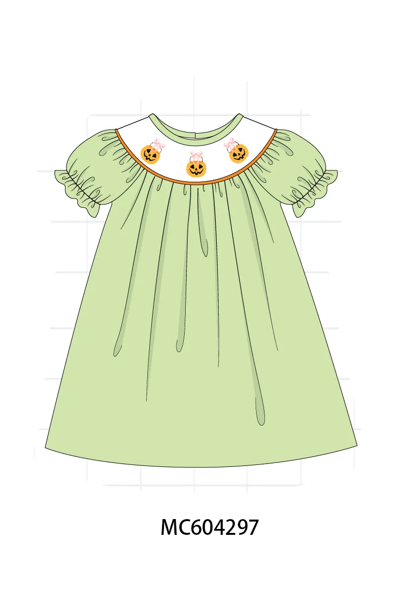 Green Jack-O-Lantern Embroidery Dress sold by Zulily