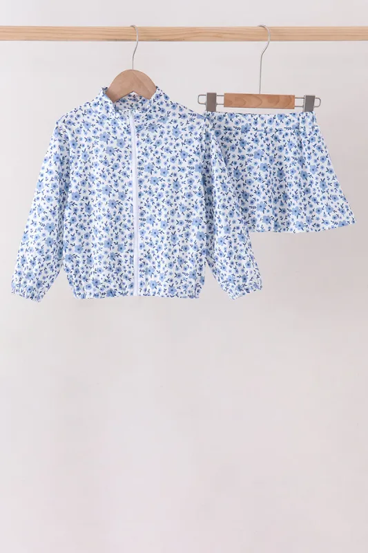 Blue Floral Print Skorts Set made by Zulily