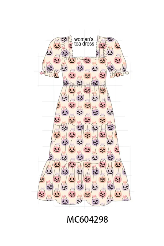 Jack-O-Lantern Print Tiered Mom Dress made by Zulily