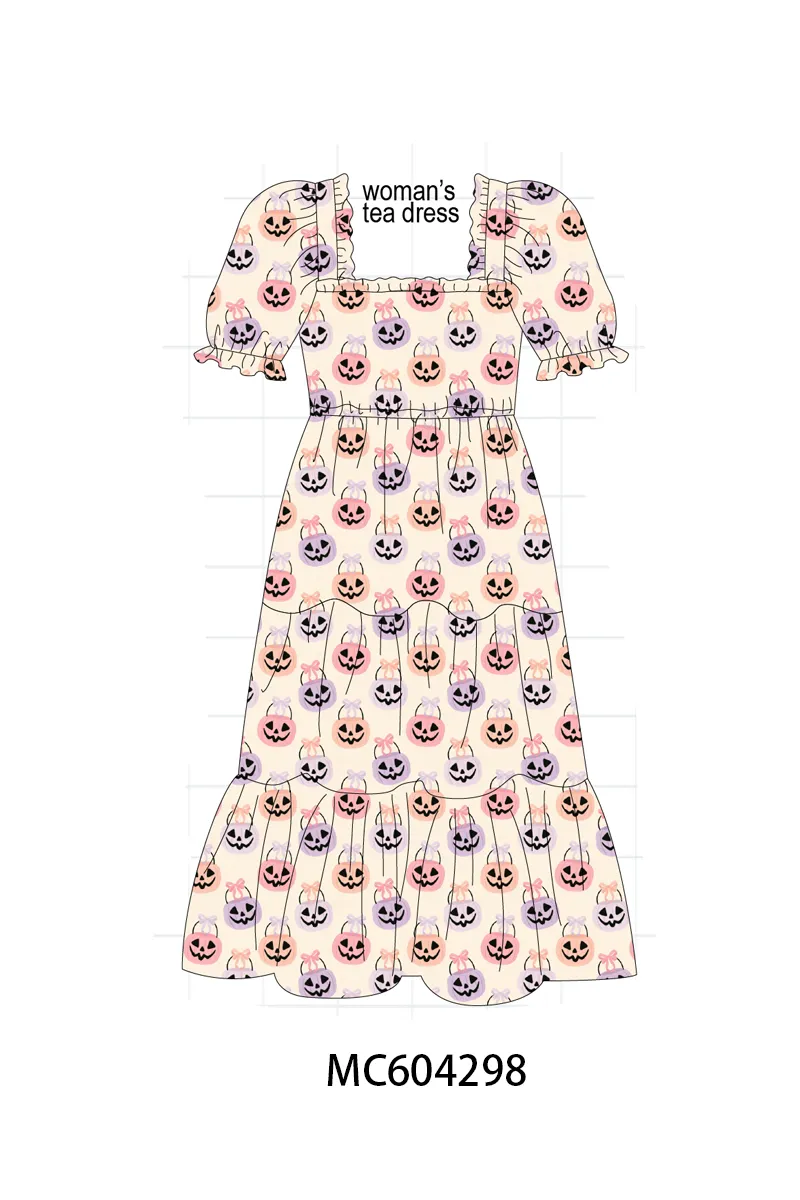 Jack-O-Lantern Print Tiered Mom Dress sold by Zulily